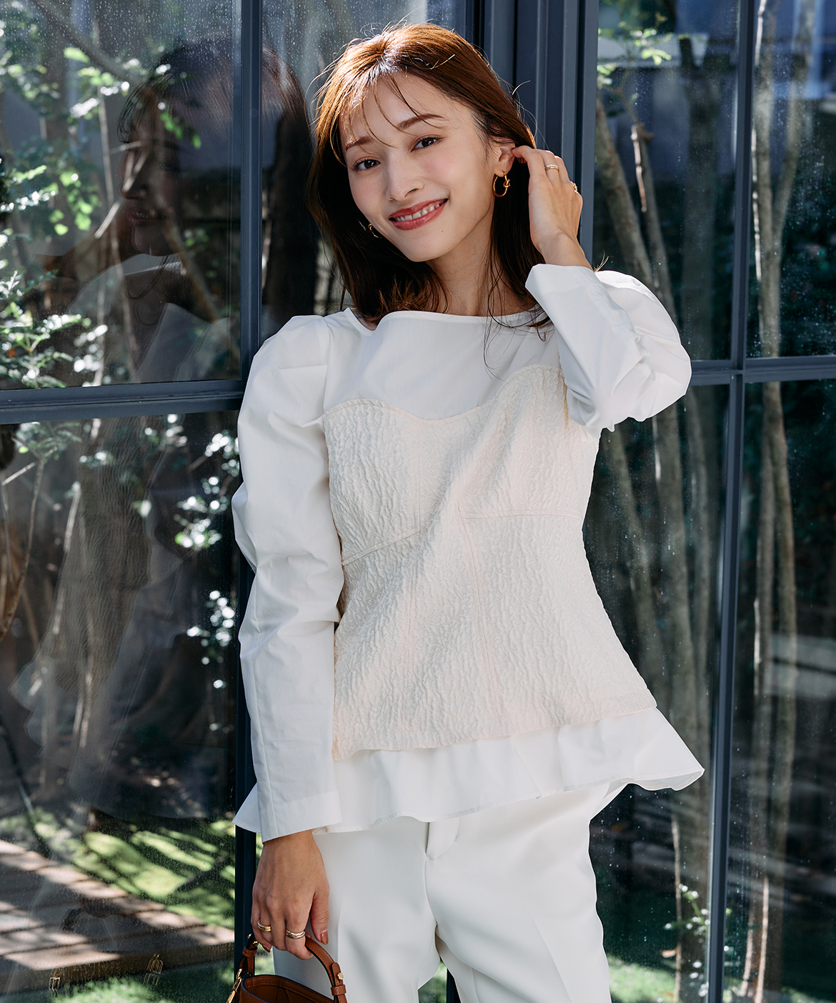 M Maglie le cassetto×吉田理紗》ビスチェ風ジャガードブラウス｜M