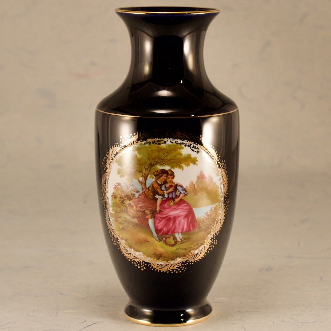 陶磁器 フランス リモージュ（Limoges） CASTEL 花瓶 22K（箱なし