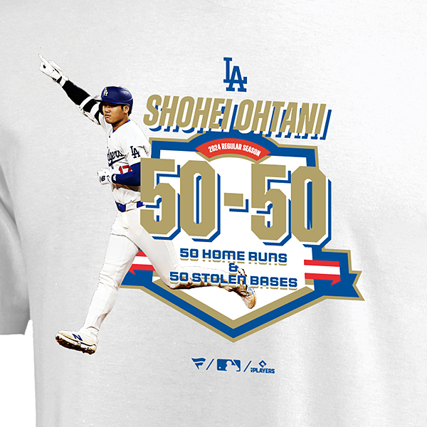 大谷翔平 50-50 Club 達成記念Tシャツ ホワイト(S nocolor): 野球