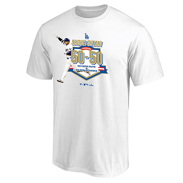 大谷翔平 50-50 Club 達成記念Tシャツ ホワイト(S nocolor): 野球