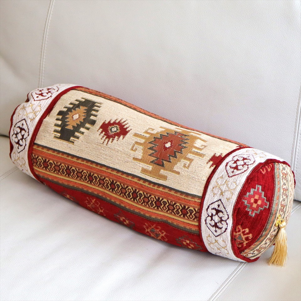 キリムスタイル / 筒型 クッションカバー ボルスターカバー トルコ
