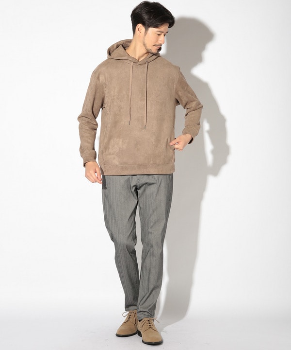 ストレッチフェイクスエードポンチパーカー｜メンズファッション通販