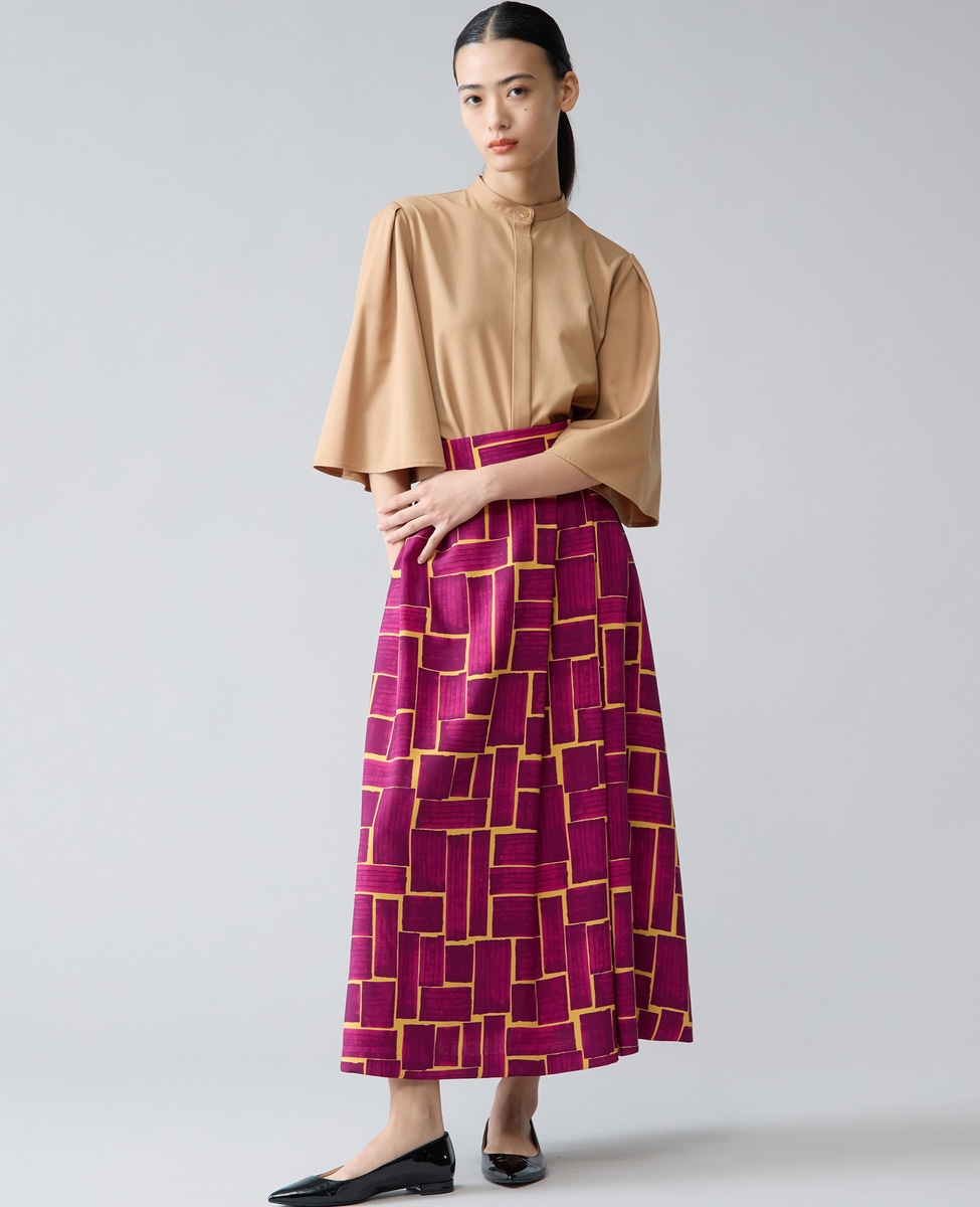 ブラッシュマークプリントアシンメトリータックスカート｜TIARA