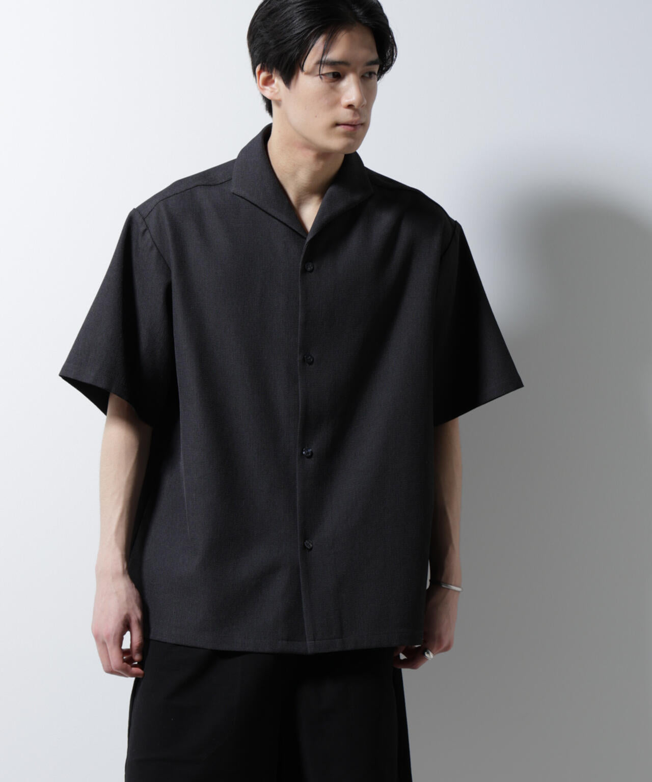 MC」coveross(R)EOS ポリエステル ブッチャー イタリアンカラー シャツ