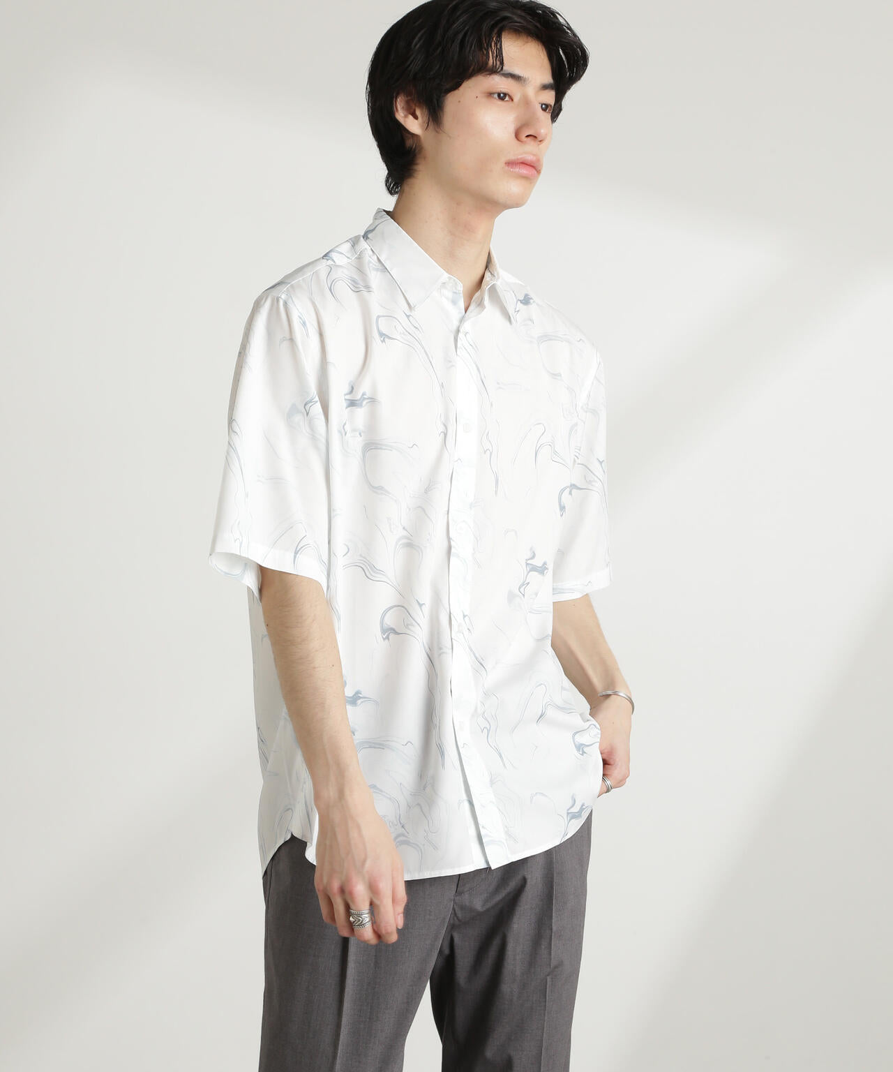 マーブルパターン シャツ 半袖