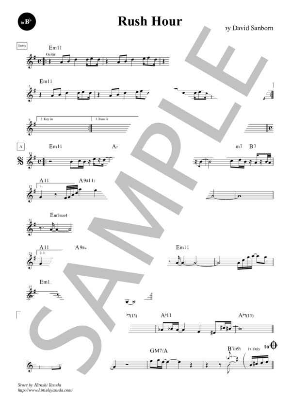 楽譜】Rush Hour in B♭ / ラッシュ・アワー / フュージョン