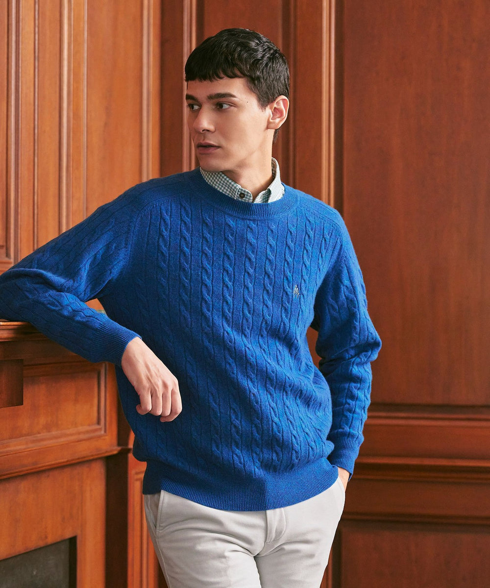 ケーブル柄カシミヤ混クルーネックセーター(トップス)｜Paul Stuart