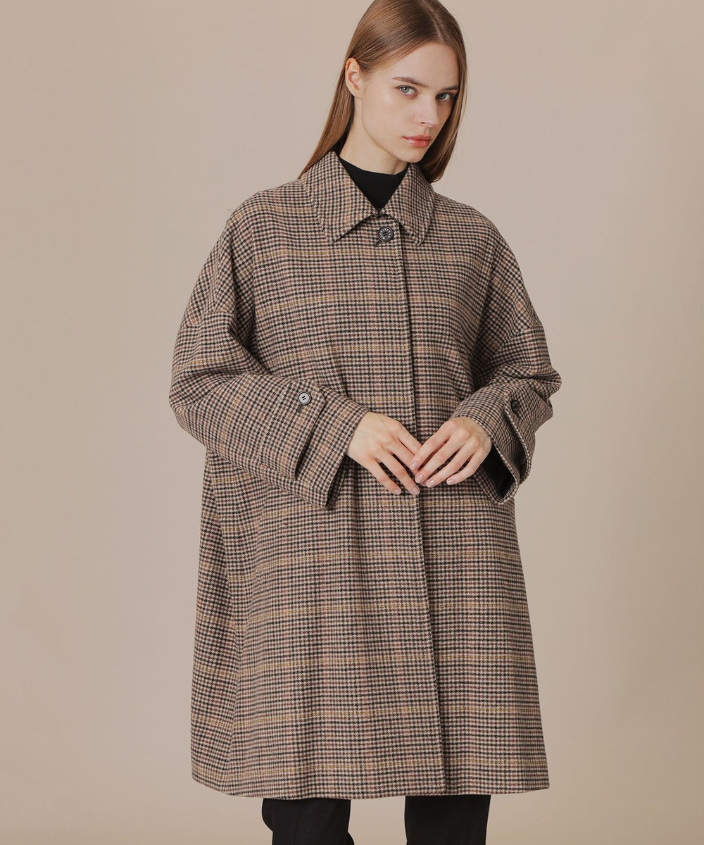 ROSLEY/ロズリー】ガンクラブチェックメルトンステンカラーコート