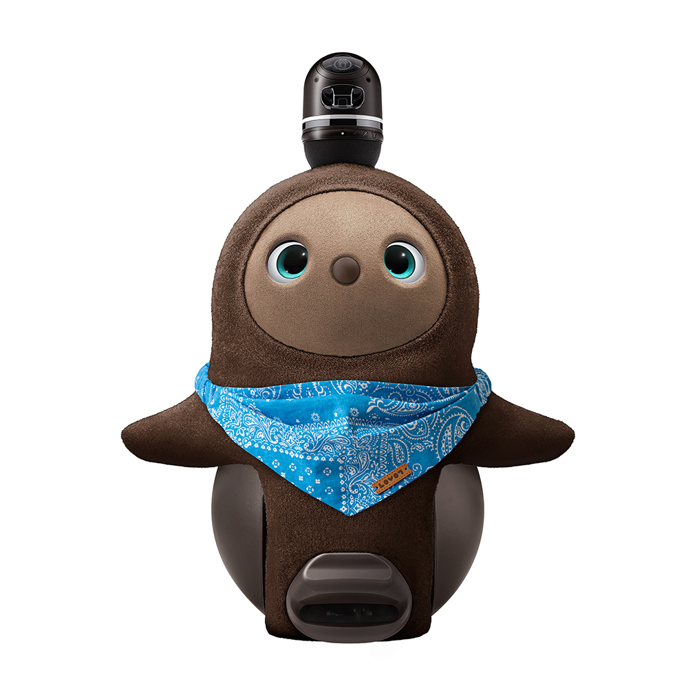 ロゴプレートつきバンダナ（ペイズリー柄）ブルー | LOVOT ウェブストア