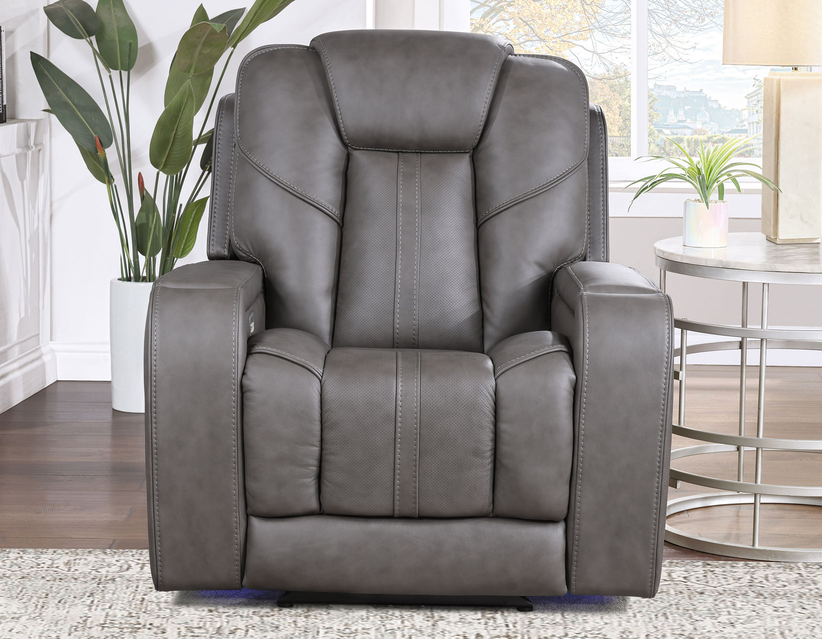 Daniel Triple Power Home Theater Leather Recliner with Built-in