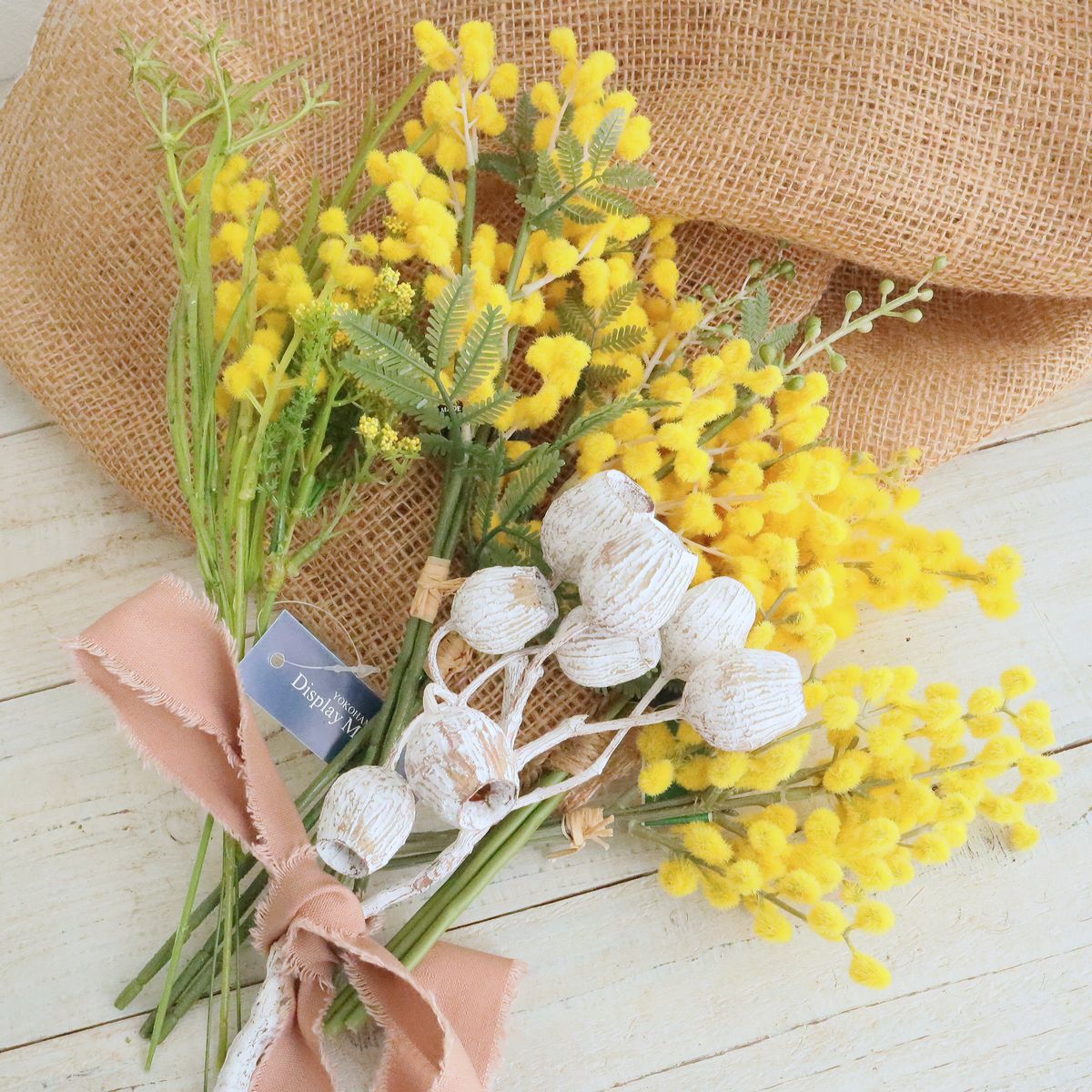 造花】アスカ/ミモザバンチ(1束3本) イエロー/A-31831-10 - 花材通販は