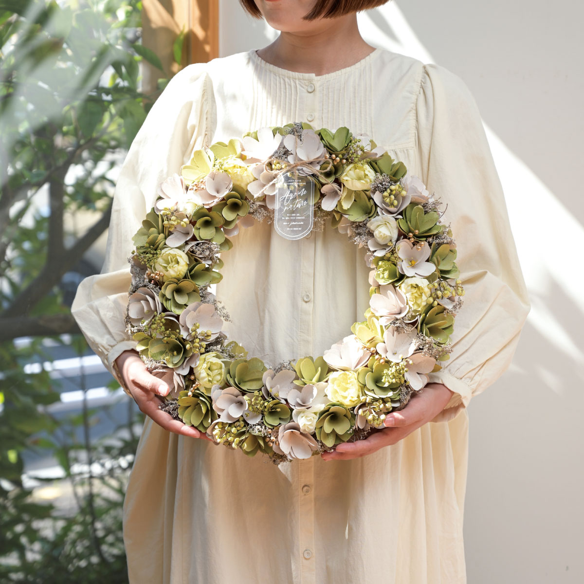 ドライ】GREENHOUSE/ナチュラルリース LL スタンダードピンク/5194