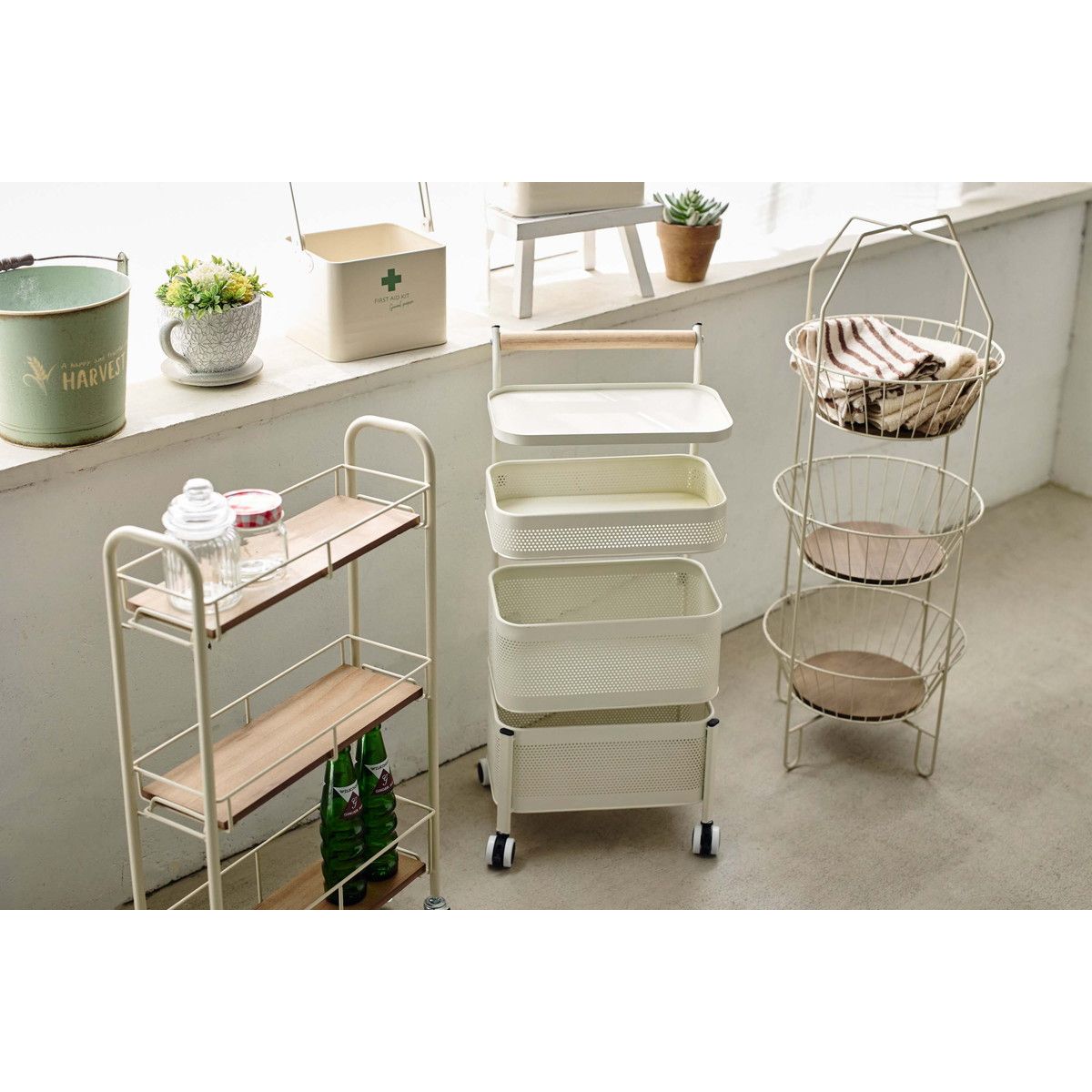 アビテ/トゥール・スリーラウンドラック アイボリー/ZK-801-IV - 花材