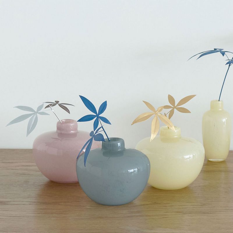 志成販売/ミルキーガラス フラワーベース ワイド/108029CR - 花材通販