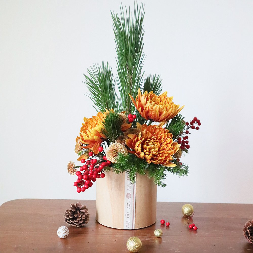 08直前】門松風 お正月アレンジキット(M/1個入りセット) - 花材通販は