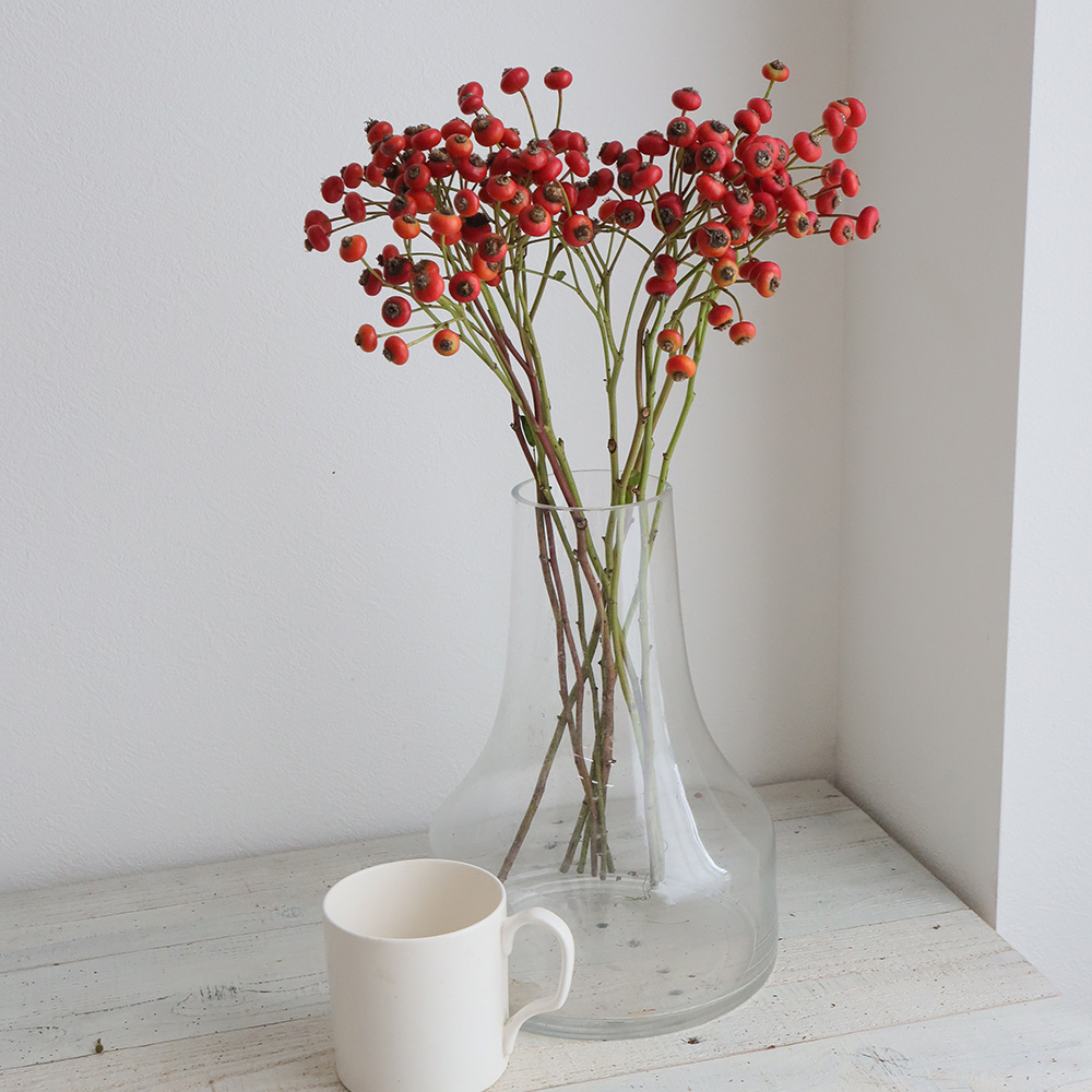 直前】ローズヒップ(オレンジ〜赤)Mファンタジーなど50cm程度 【生花