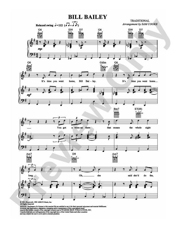 Bill Bailey: Piano/Vocal/Chords: Sam Cooke - Digital Sheet Music