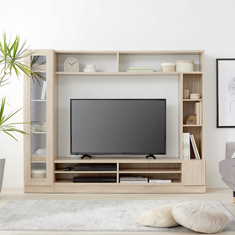 壁面収納付テレビ台 木製 強化ガラス使用 [幅180] | 【公式】LOWYA