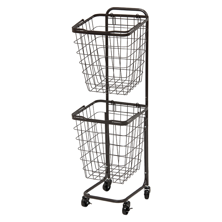 2段ランドリーバスケット キャスター付き くすみカラー 角型 | 【公式