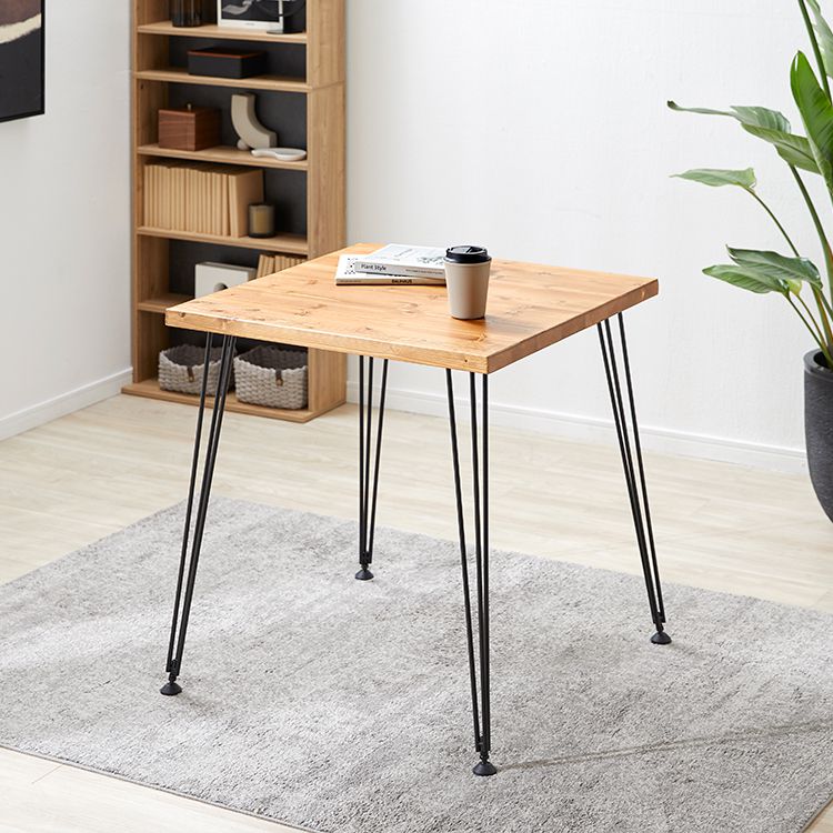 木製ダイニングテーブル 正方形 天然木 スチール脚 [幅70] | 【公式