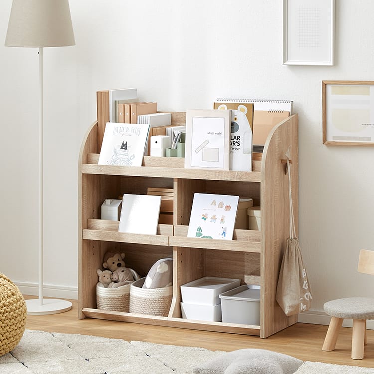 絵本棚 おもちゃ収納 木目調 [幅90] | 【公式】LOWYA(ロウヤ) 家具