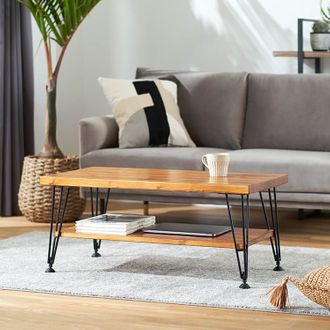 幅85] センターテーブル 木目調 ローテーブル 天然木 木製 収納