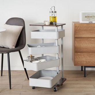 回転トレイ キャスター付きキッチンワゴン4段 | 【公式】LOWYA(ロウヤ