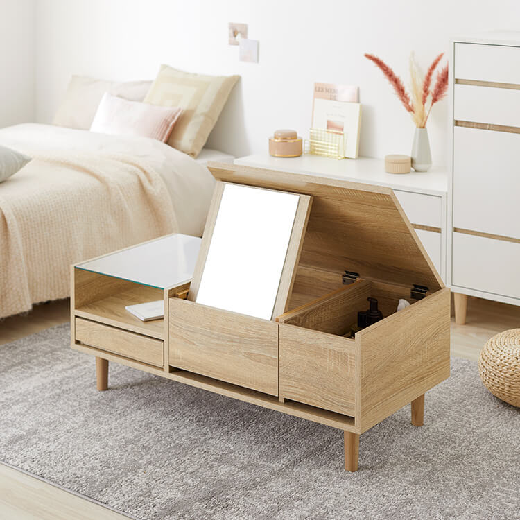 ドレッサーテーブル(ホワイト/ウォルナット/ナチュラル)ディスプレイ