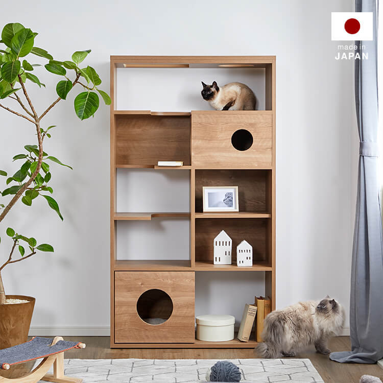 本棚 キャットウォーク 天窓 壁面収納 ハイタイプ 木製 半完成品 [幅90