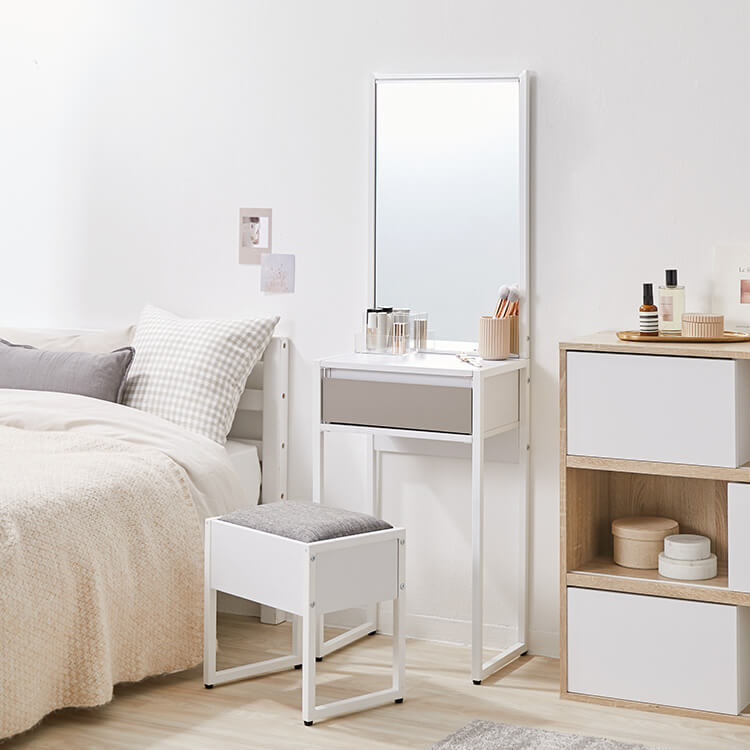 幅43.6] ドレッサー スツールセット 収納 ミラー | 【公式】LOWYA