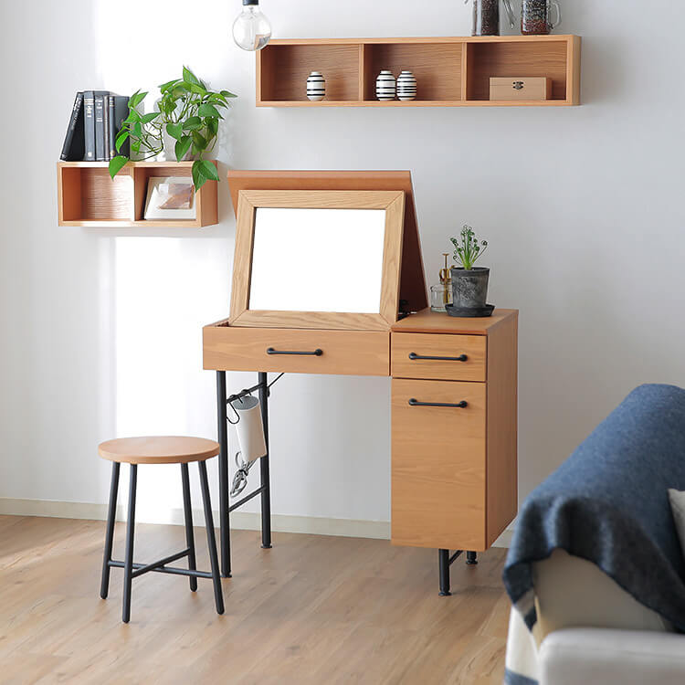ヴィンテージ調がおしゃれな木製ドレッサーデスク(ハニー/ブラウン