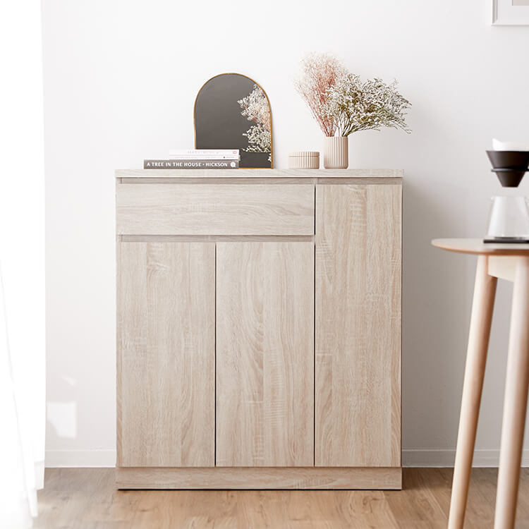 キッチンカウンター(幅83cm) レンジ収納に ロータイプ スライド収納