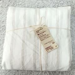 無印良品 麻平織 掛ふとんカバー セミダブル オフ白ランダムストライプ