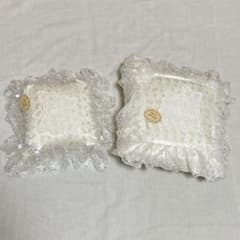 レース刺繍 昭和レトロ 白系 エレガント クッション 大小2個セット