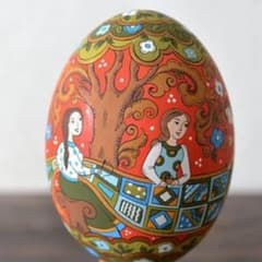 ロシア雑貨☆特大イースターエッグ(スタンド付き)H21cmオリガ作