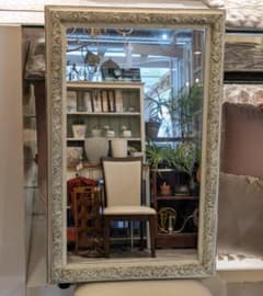 希少】 アンティーク調 姿見 ウォールミラー 鏡 大型 シャビー 高さ