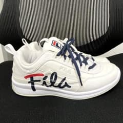FILA ホワイト ゴルフシューズ スニーカー ロゴ入り ディスラプター