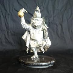 銀製三番叟猿置物 箱付き インテリア 骨董 アンティーク 申年 銀