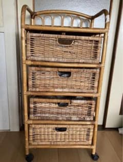 籐ラタン チェスト アンティーク レトロ 家具 タンス 箪笥 4段