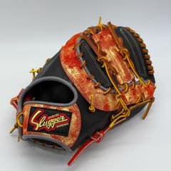 魔改造】久保田スラッガー ファーストミット KSF733 黒×赤オレ金箔革