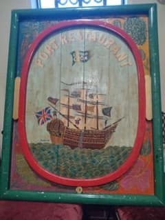 アンティーク看板 南蛮船 南蛮人 手描き 70x55x4 cm 木製 - メルカリ