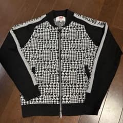 マスターバニー14G 天竺度詰めジャガード千鳥柄ブルゾン黒×白サイズ1