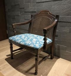 KOSUGA】コスガ アームチェア 籐背 レトロ椅子 座面張替 ハンドメイド