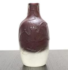 エミール・ガレ 貴重!! 蝙蝠・芥子文花瓶 暗闇 マルトレ紋 コウモリ