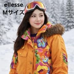 美品】ellesse 花柄 オレンジ ジャケット スキーウェア スノボー