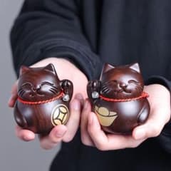 木製 招き猫 置物 2体セット - メルカリ