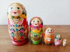 LYH044】北欧ロシア雑貨 リューバ作のマトリョーシカ サモワール