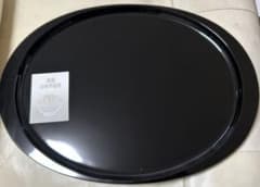 美品】宮内庁御用達 山田平安堂 特大 楕円形 黒塗りお盆 漆器 48cm