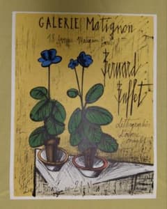 ベルナール·ビュッフェ 【青いプリムラ】 オリジナルリトグラフ