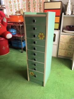 縦型 チェスト グリーン インテリア 引き出し 昭和レトロ 当時物